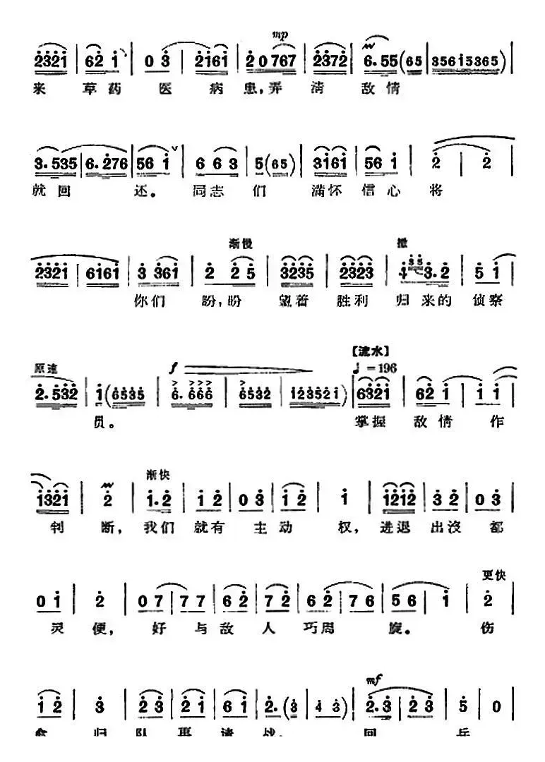 革命现代京剧《沙家浜》全剧主旋律乐谱之第五场 坚持