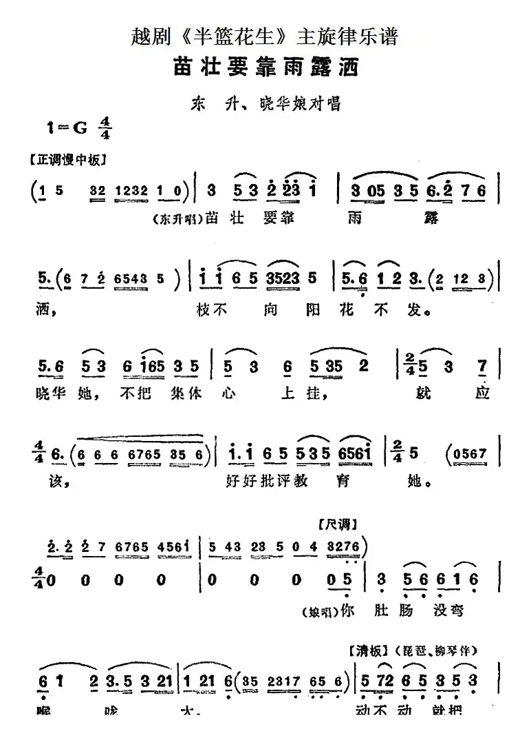 越剧《半篮花生》全剧主旋律乐谱：苗壮要靠雨露洒（P20-21）