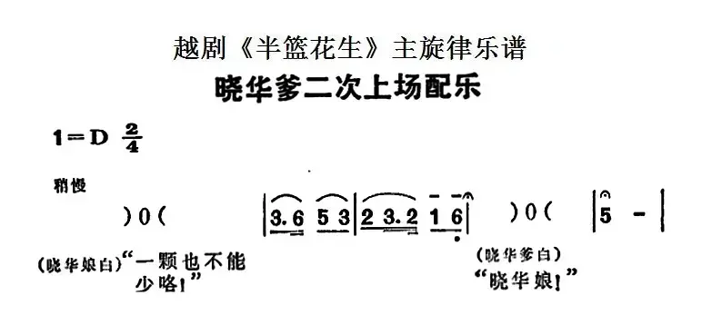 越剧《半篮花生》全剧主旋律乐谱：晓华爹二次上场配乐（P12）