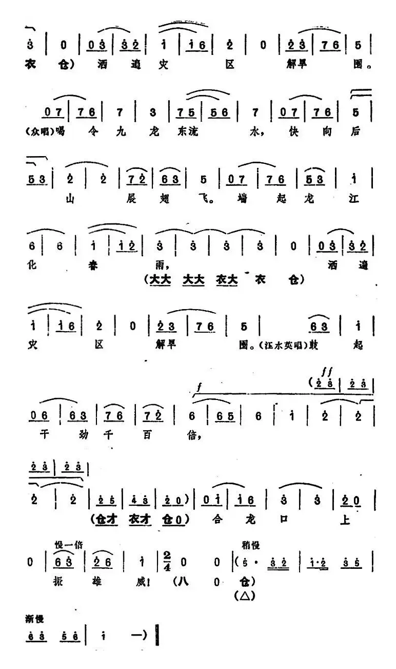 《龙江颂》主要唱段选编——端起龙江化春雨 第四场 江水英与群众唱 （唱腔设计：河南省豫剧团）