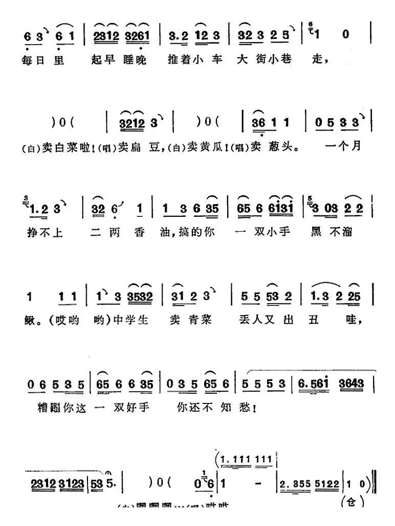 可惜的手（《向阳商店》第四场 傅桂香唱段）